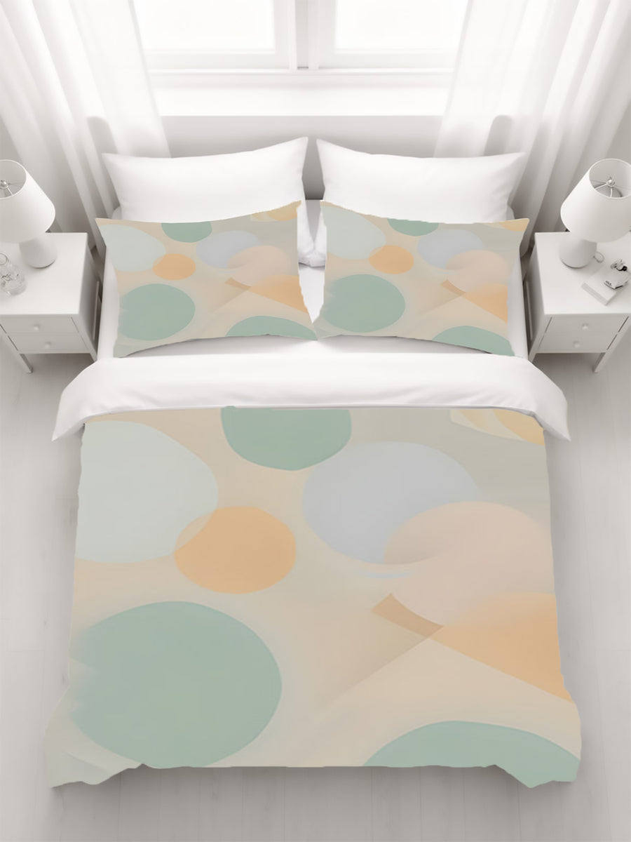Beige Minimalist Circle Pattern Duvet Cover