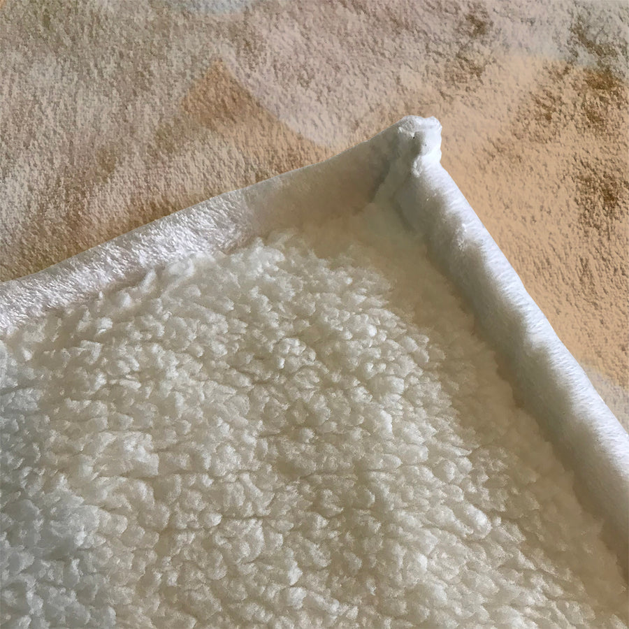 Beige Minimalist Circle Pattern Fleece Sherpa Blanket