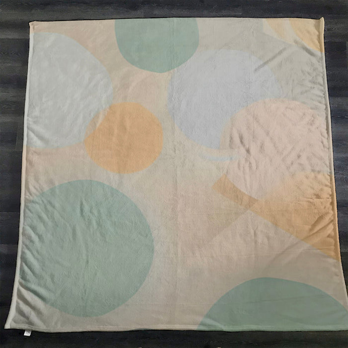 Beige Minimalist Circle Pattern Fleece Sherpa Blanket