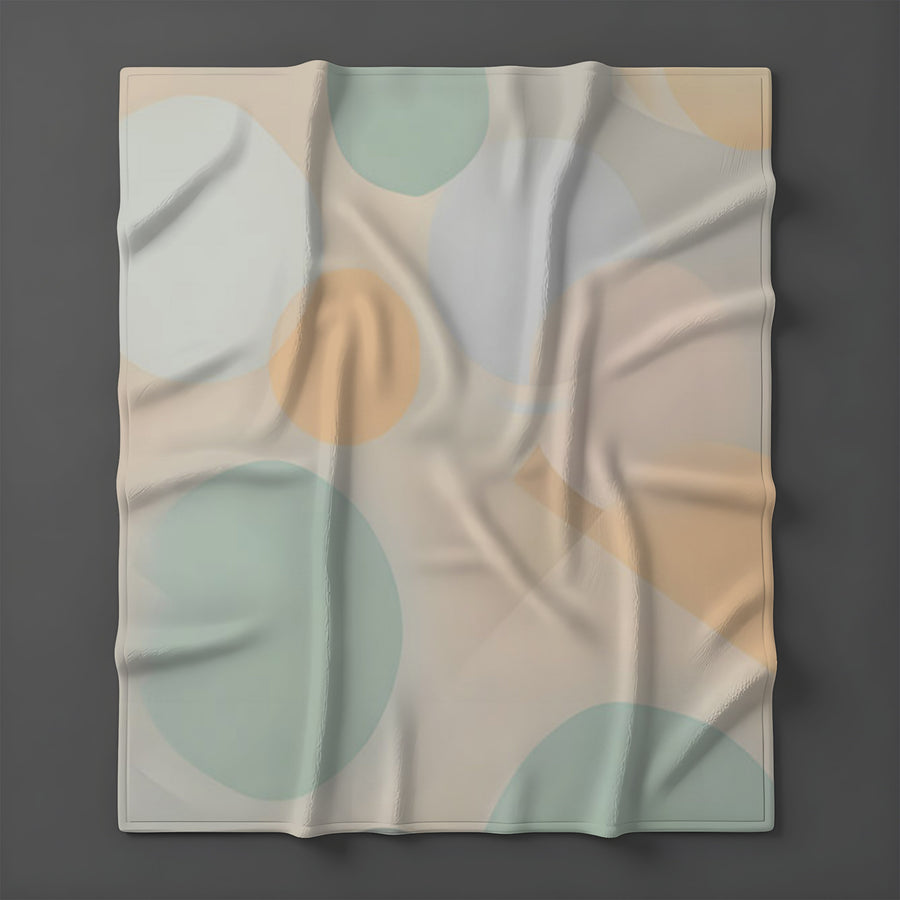 Beige Minimalist Circle Pattern Fleece Sherpa Blanket