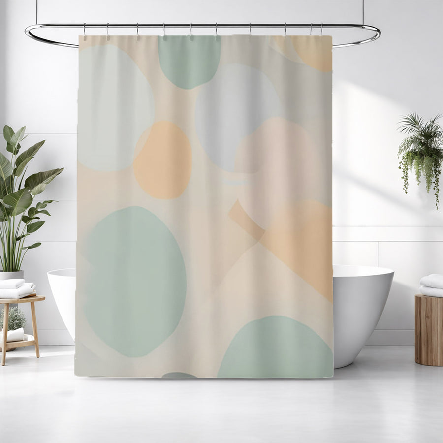 Beige Minimalist Circle Pattern Shower Curtain