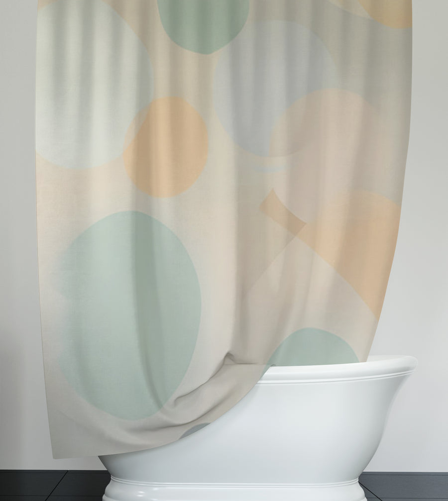 Beige Minimalist Circle Pattern Shower Curtain