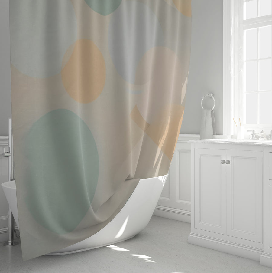Beige Minimalist Circle Pattern Shower Curtain