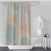 Calming Shapes Shower Curtains - Green, Brown and Orange Abstract Circles - Deja Blue Studios