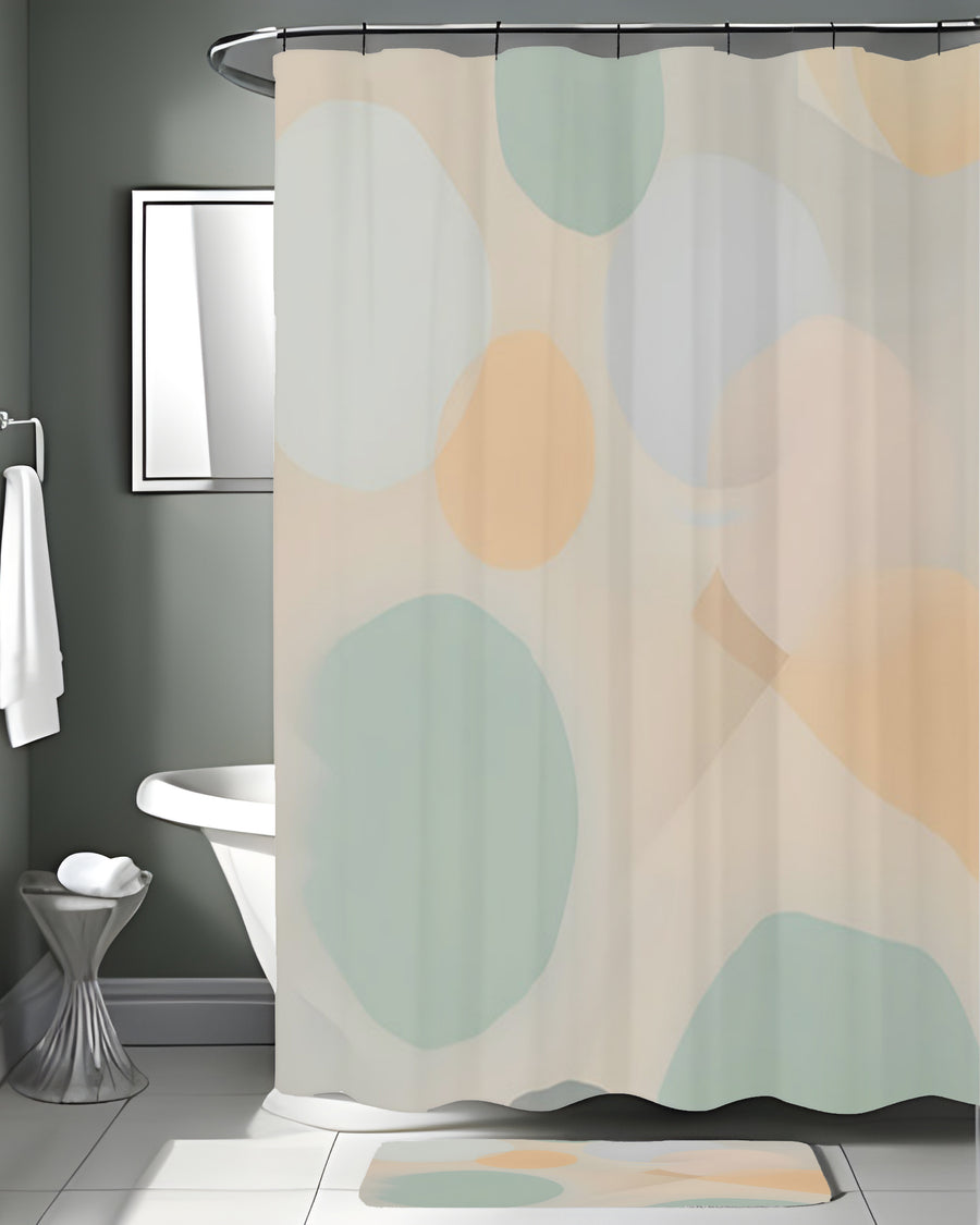 Beige Minimalist Circle Pattern Shower Curtain