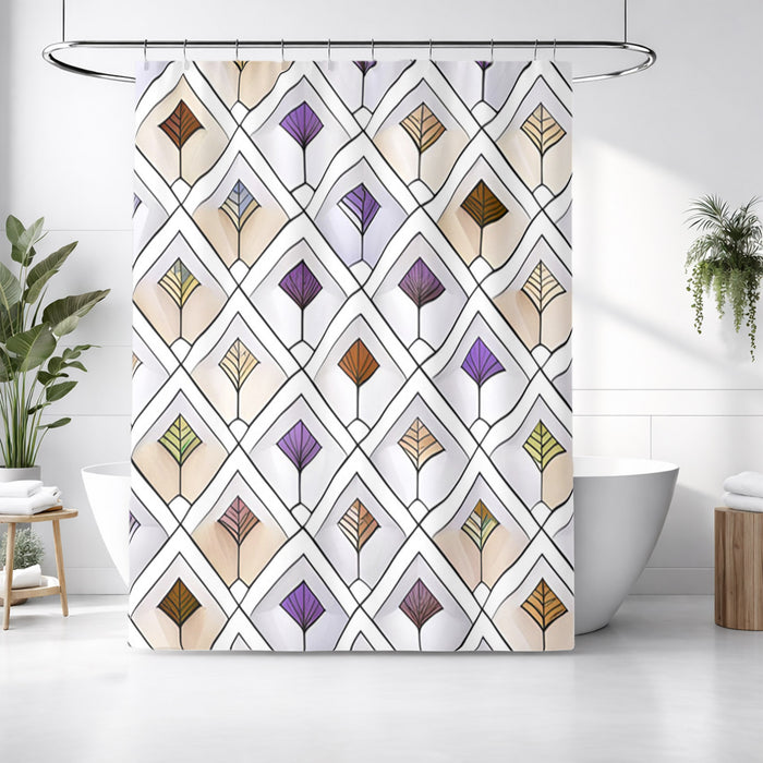 Beige and Purple Diamond Tile Pattern Shower Curtain