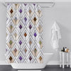 Art Deco Shower Curtains - Purple, Yellow, and Red Abstract Palm Leaf Pattern - Deja Blue Studios
