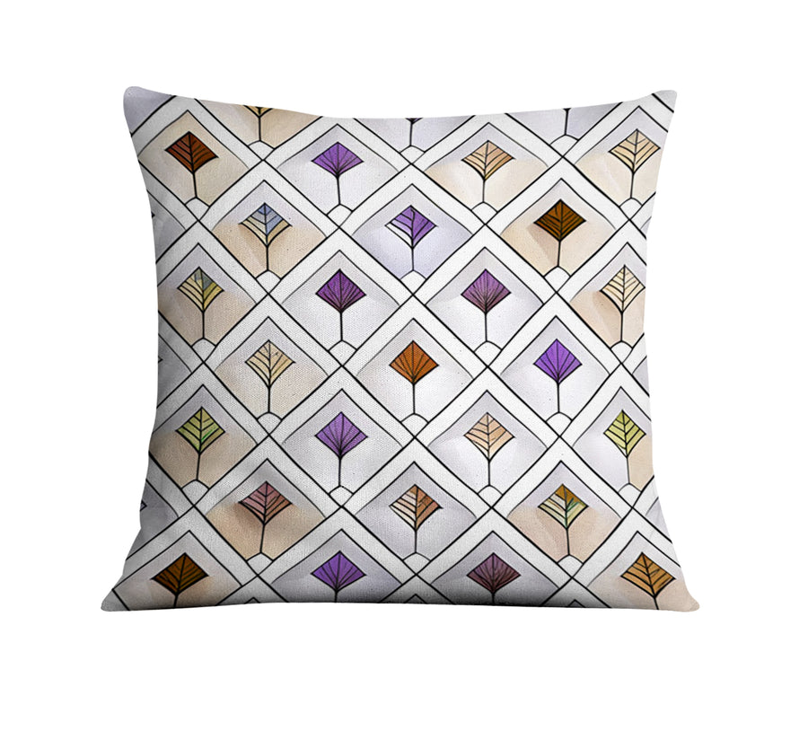 Beige and Purple Diamond Tile Pattern Throw Pillow Cover