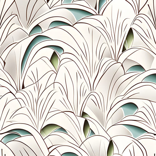 Beige Botanical Fan Leaf Pattern