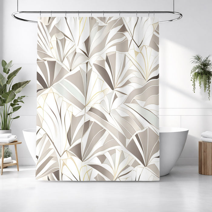 Beige Geometric Fan Pattern Shower Curtain