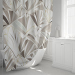 Abstract Art Deco Shower Curtains - Brown and Beige Fanned Shape Design - Deja Blue Studios