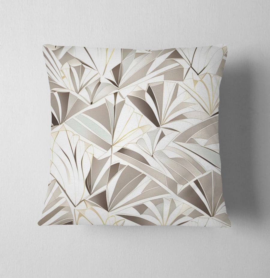 Beige Geometric Fan Pattern Throw Pillow Cover