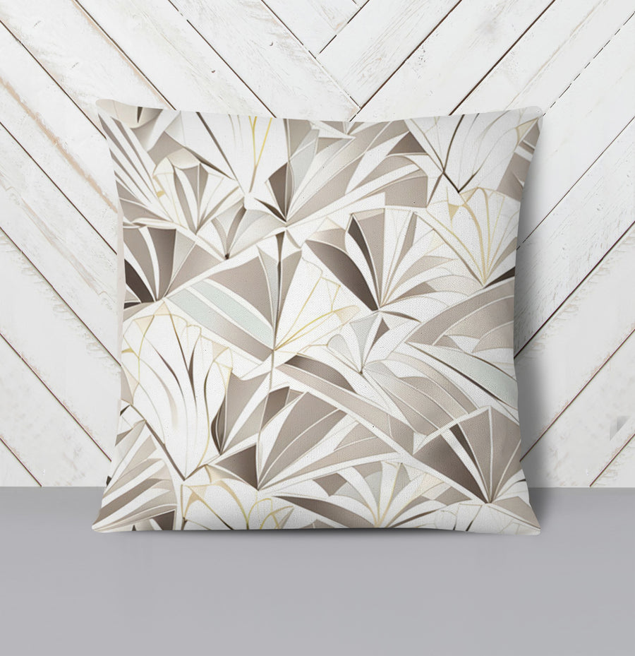 Beige Geometric Fan Pattern Throw Pillow Cover