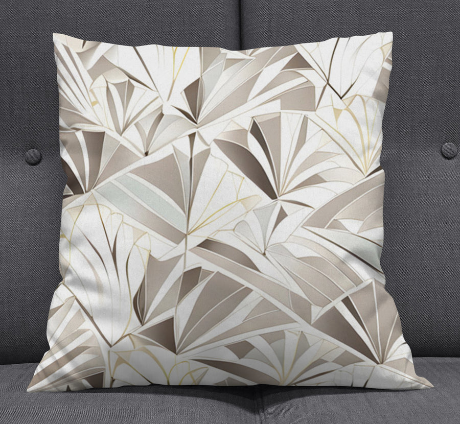 Beige Geometric Fan Pattern Throw Pillow Cover