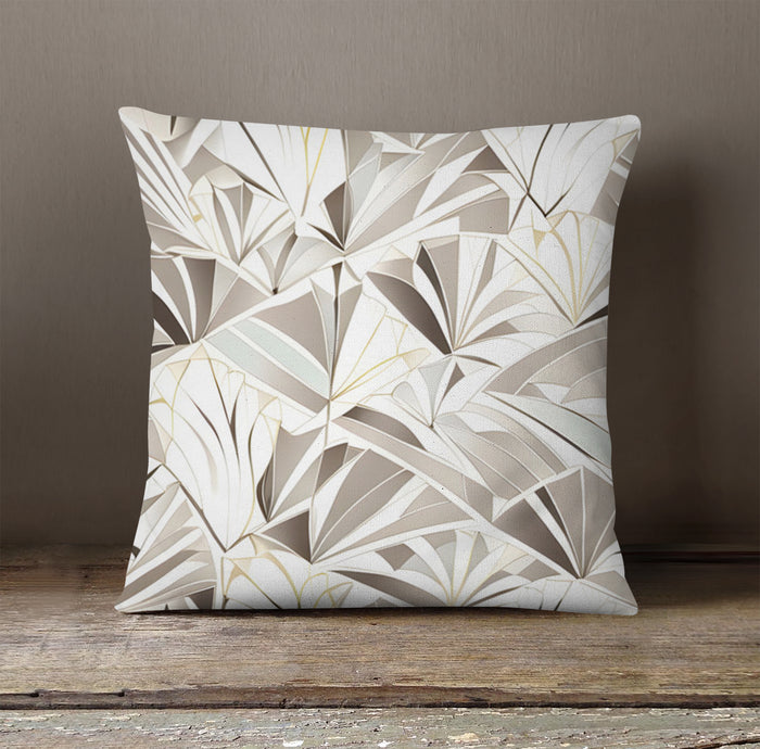 Beige Geometric Fan Pattern Throw Pillow Cover