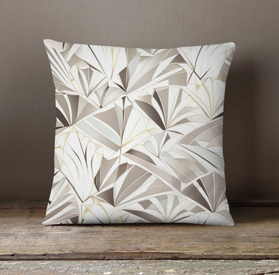 Beige Geometric Fan Pattern Throw Pillow Cover