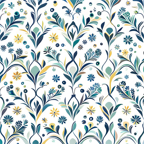 Blue Floral Vine Pattern