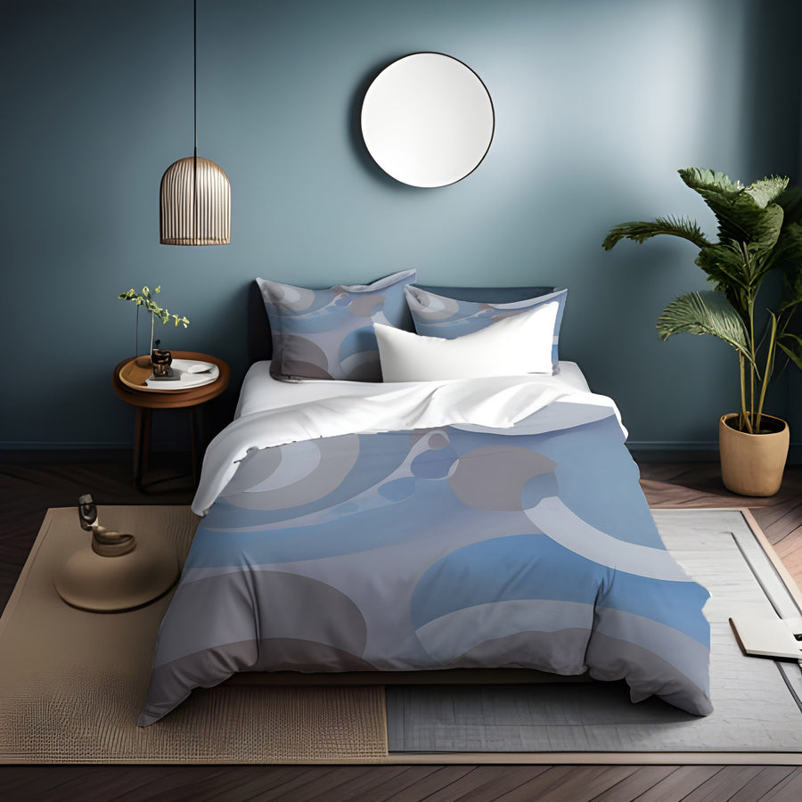 Blue Minimalist Circle Abstract Pattern Duvet Cover