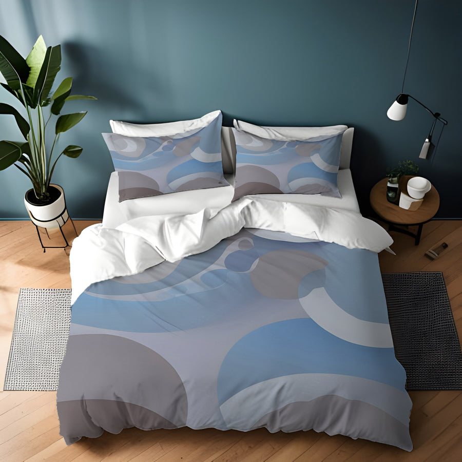 Blue Minimalist Circle Abstract Pattern Duvet Cover