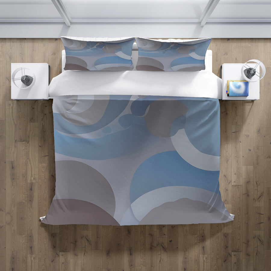 Blue Minimalist Circle Abstract Pattern Duvet Cover