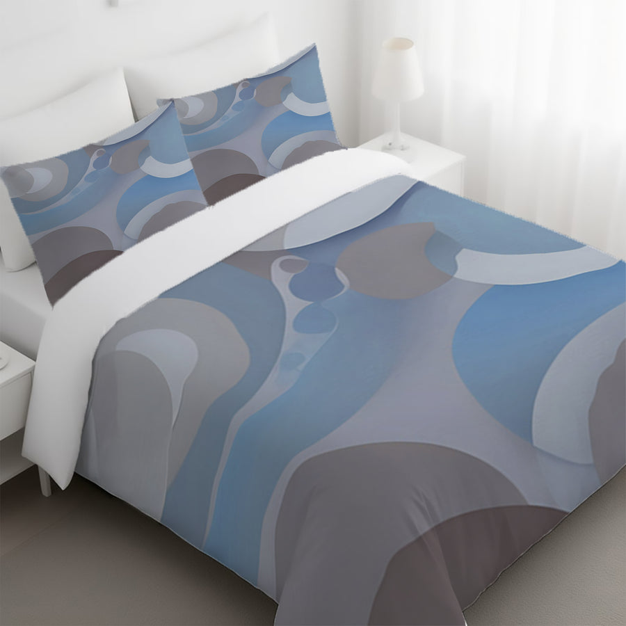 Blue Minimalist Circle Abstract Pattern Duvet Cover