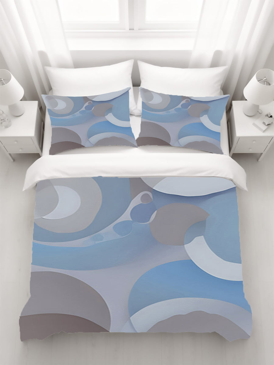 Blue Minimalist Circle Abstract Pattern Duvet Cover