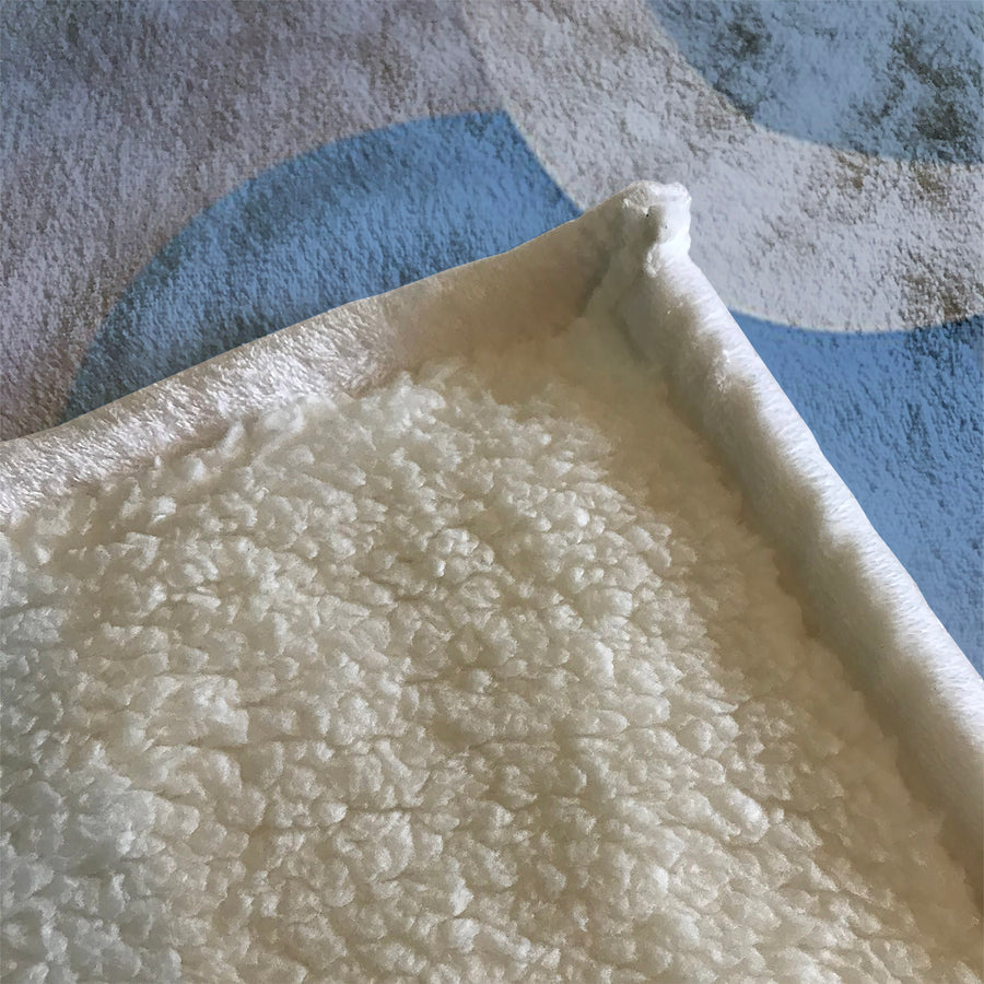 Blue Minimalist Circle Abstract Pattern Fleece Sherpa Blanket