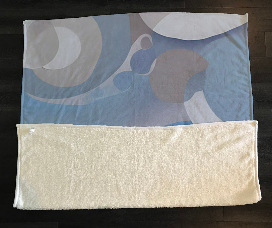 Blue Minimalist Circle Abstract Pattern Fleece Sherpa Blanket