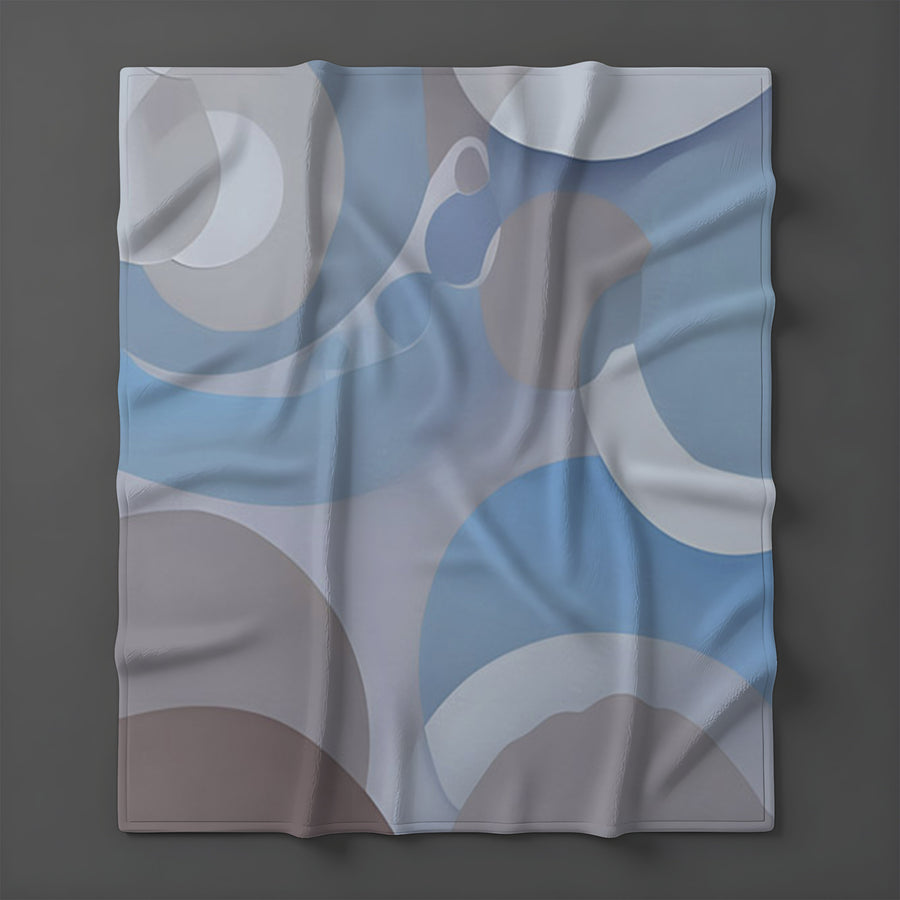 Blue Minimalist Circle Abstract Pattern Fleece Sherpa Blanket