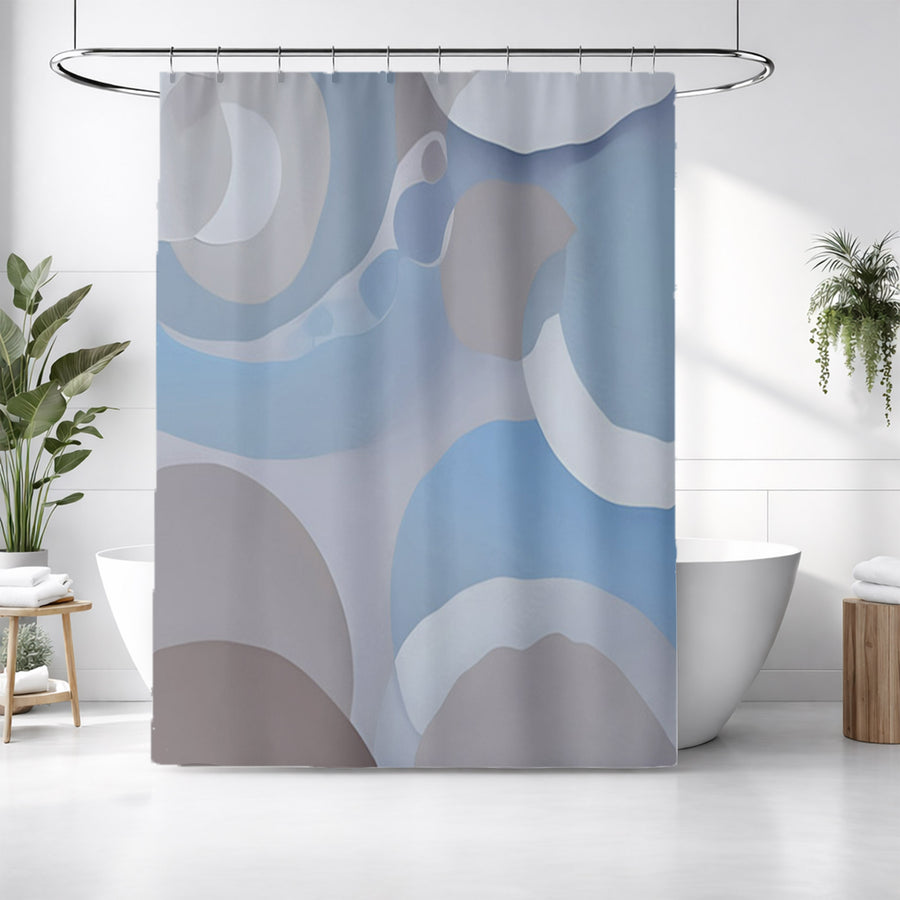 Blue Minimalist Circle Abstract Pattern Shower Curtain