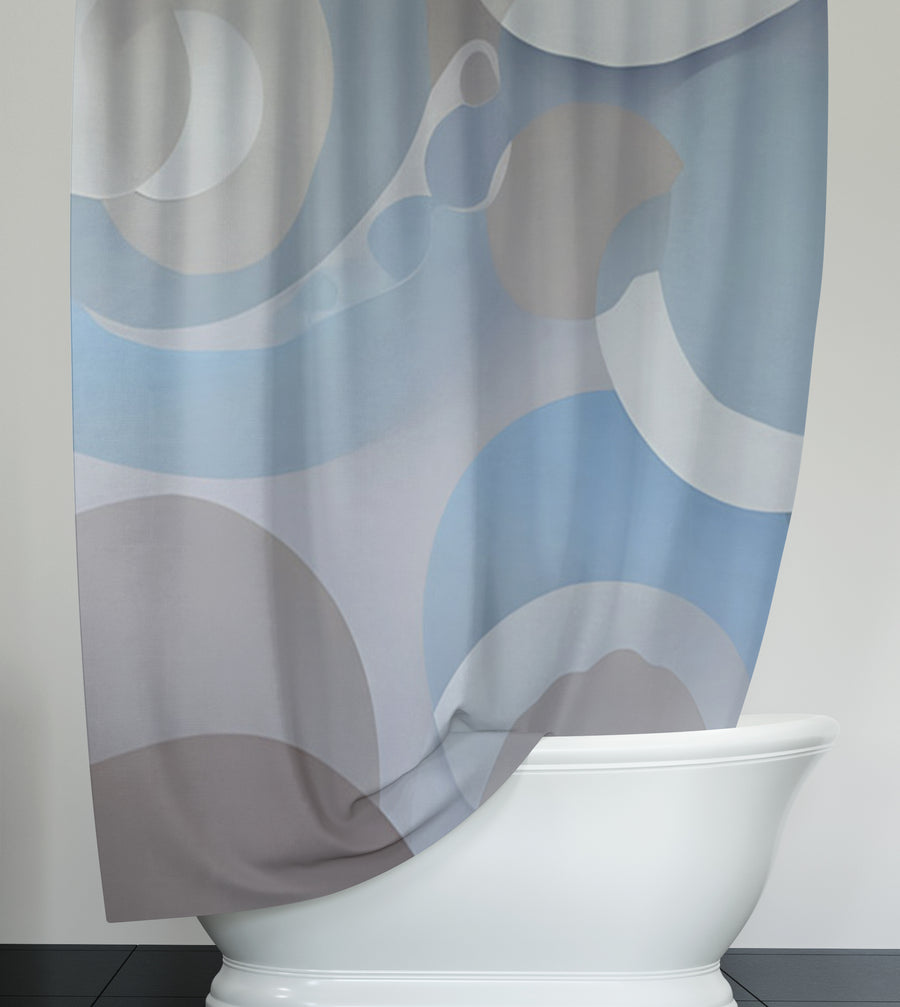 Blue Minimalist Circle Abstract Pattern Shower Curtain