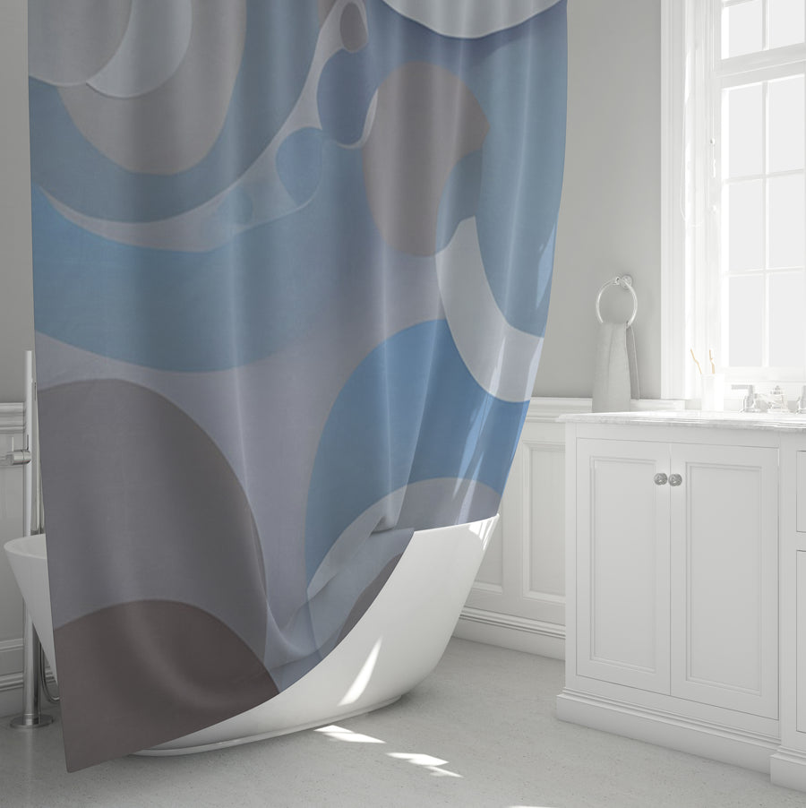 Blue Minimalist Circle Abstract Pattern Shower Curtain