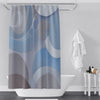 Abstract Shower Curtains - Abstract Smears and Shapes in Blue and Brown - Deja Blue Studios