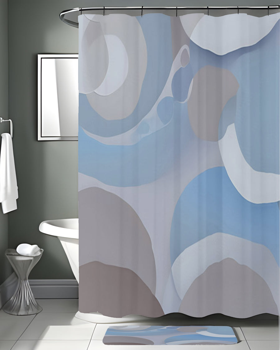 Blue Minimalist Circle Abstract Pattern Shower Curtain