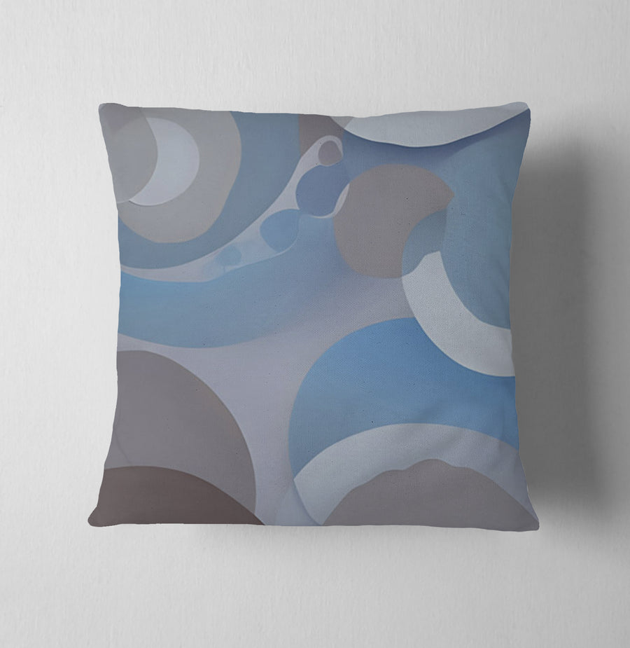 Blue Minimalist Circle Abstract Pattern Throw Pillow Cover