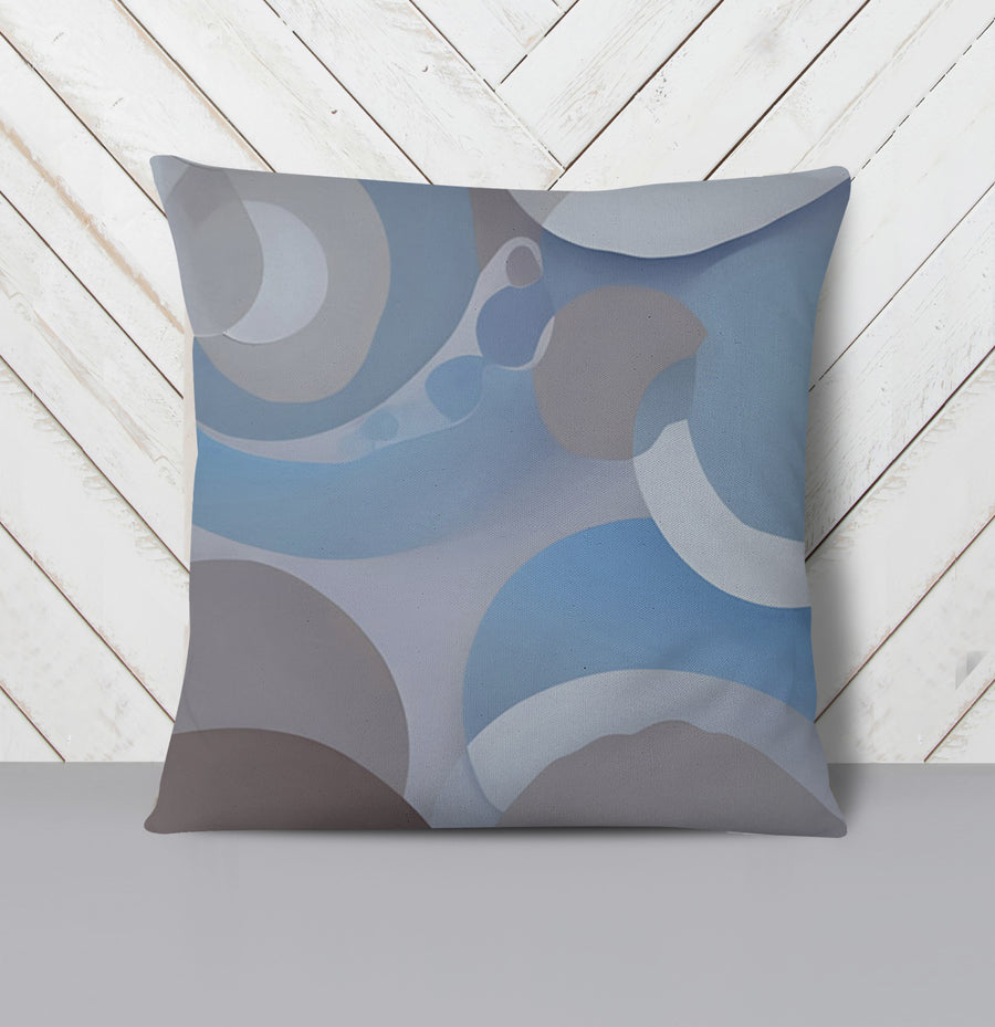 Blue Minimalist Circle Abstract Pattern Throw Pillow Cover