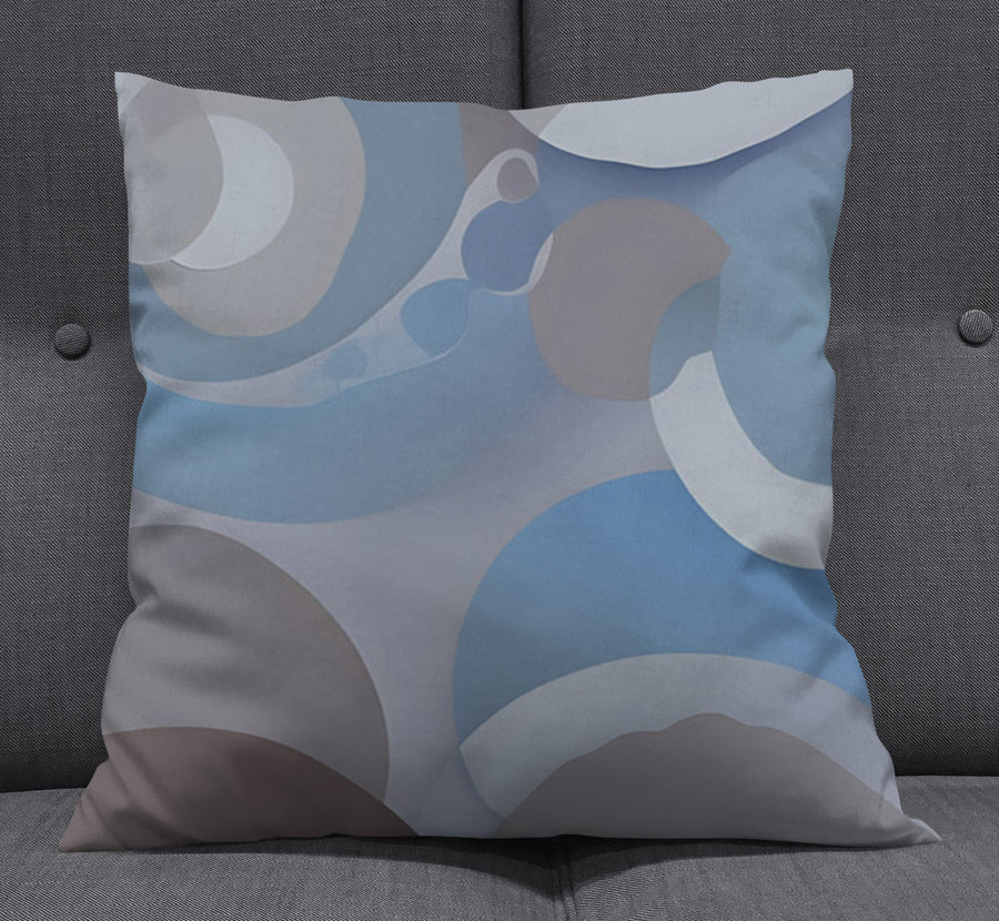 Blue Minimalist Circle Abstract Pattern Throw Pillow Cover