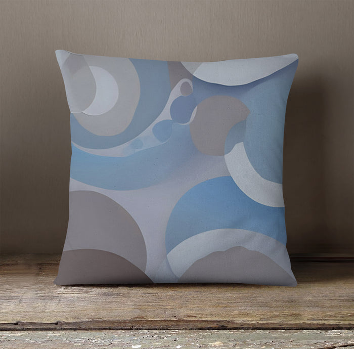 Blue Minimalist Circle Abstract Pattern Throw Pillow Cover