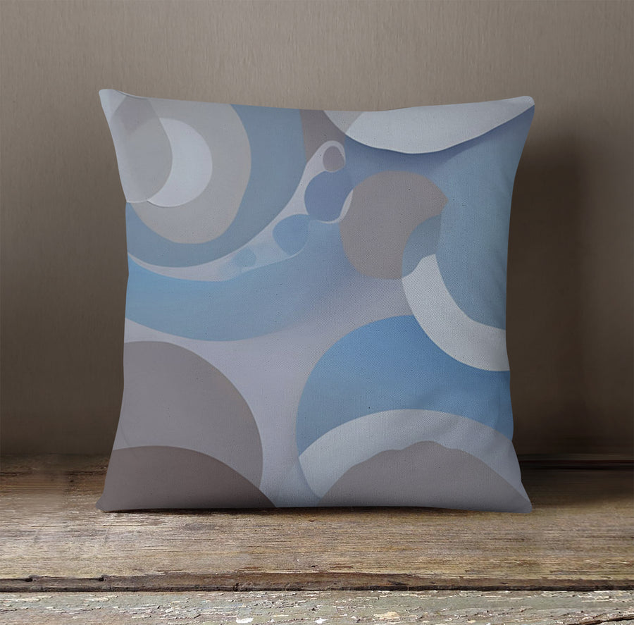 Blue Minimalist Circle Abstract Pattern Throw Pillow Cover