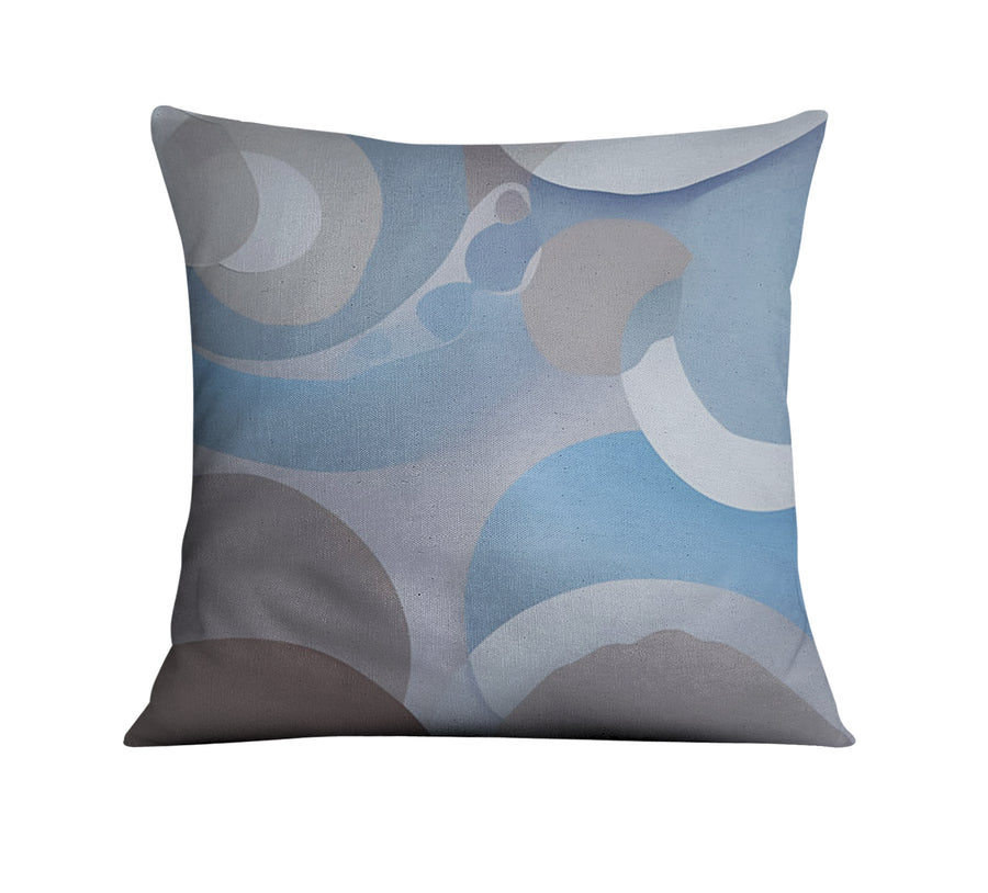 Blue Minimalist Circle Abstract Pattern Throw Pillow Cover
