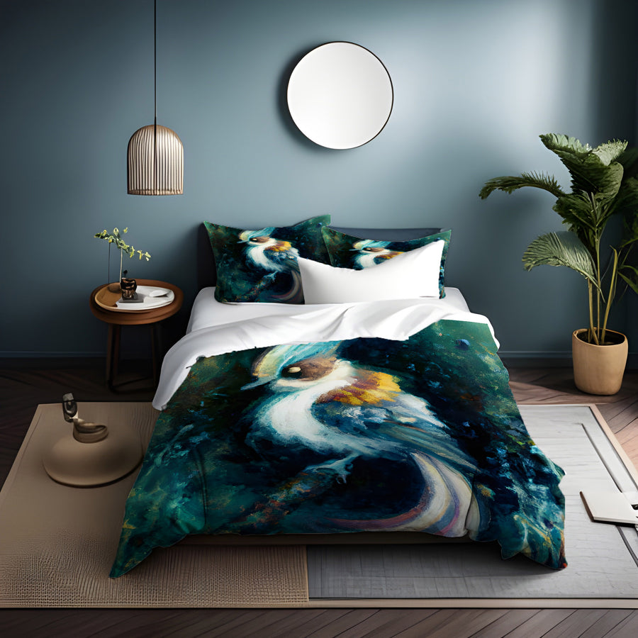 Blue Bird Portrait Artwork Duvet Cover
