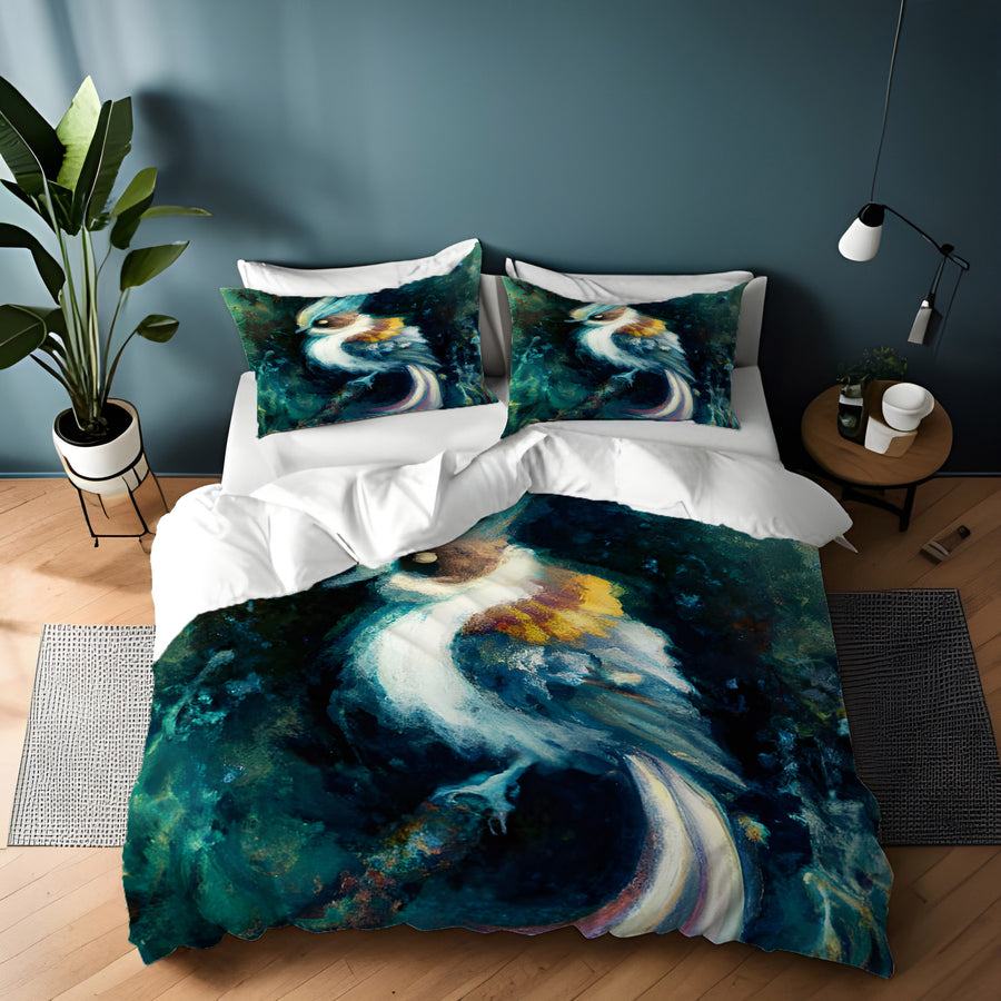 Blue Bird Portrait Artwork Duvet Cover