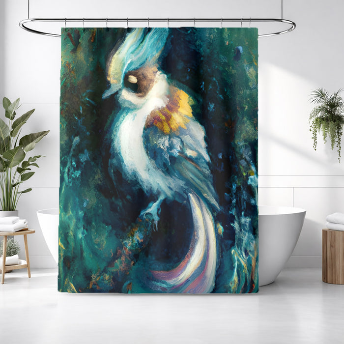 Blue Bird Portrait Artwork Shower Curtain