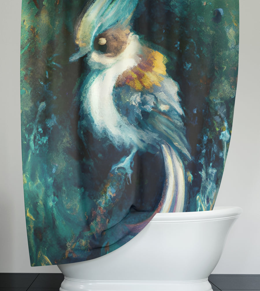 Blue Bird Portrait Artwork Shower Curtain