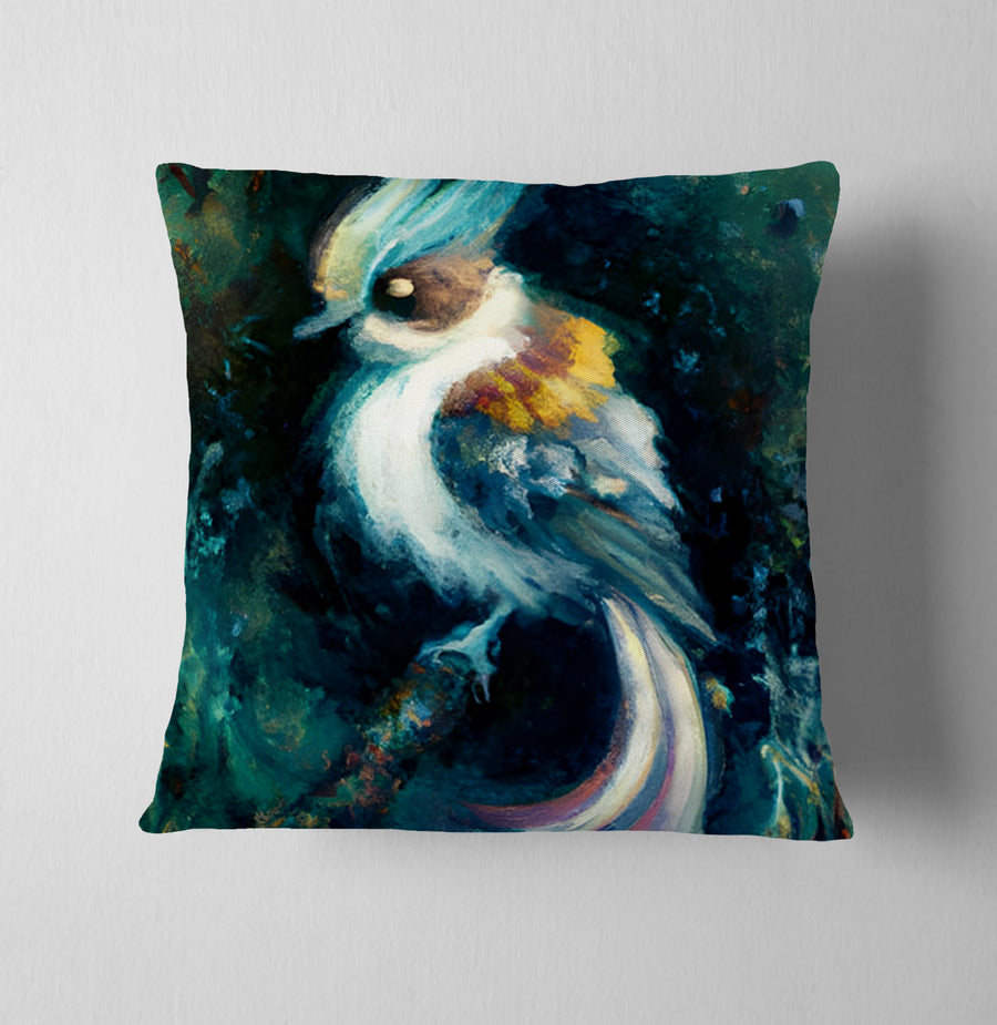 Blue Bird Portrait Artwork Throw Pillow Cover