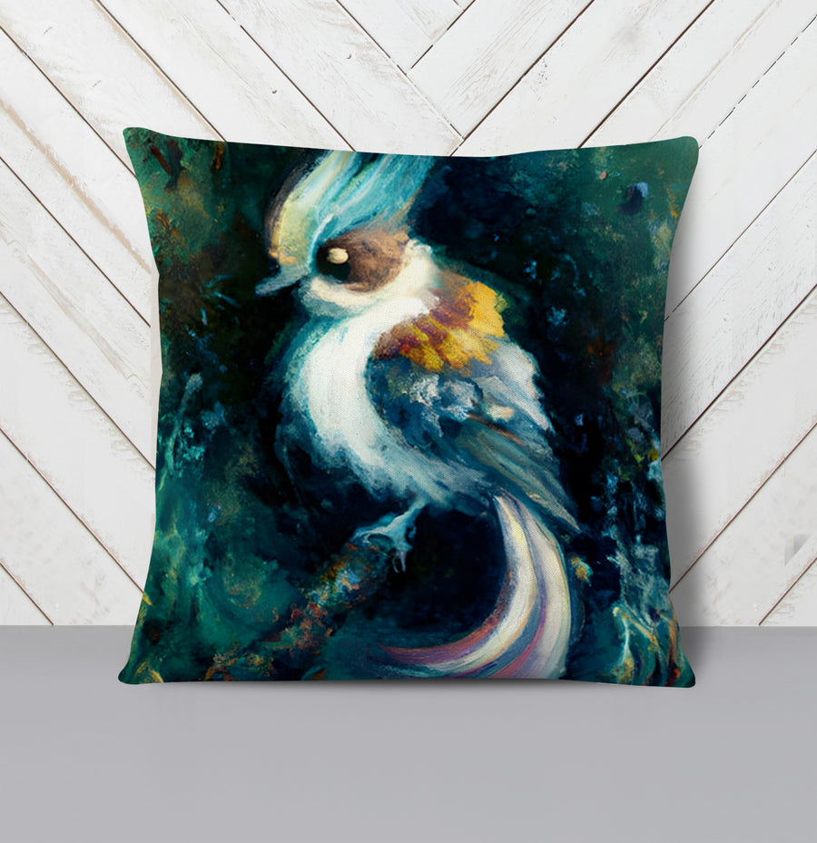 Blue Bird Portrait Artwork Throw Pillow Cover