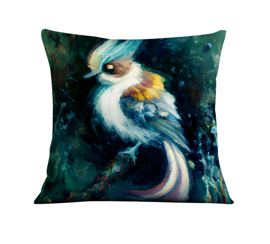 Blue Bird Portrait Artwork Throw Pillow Cover