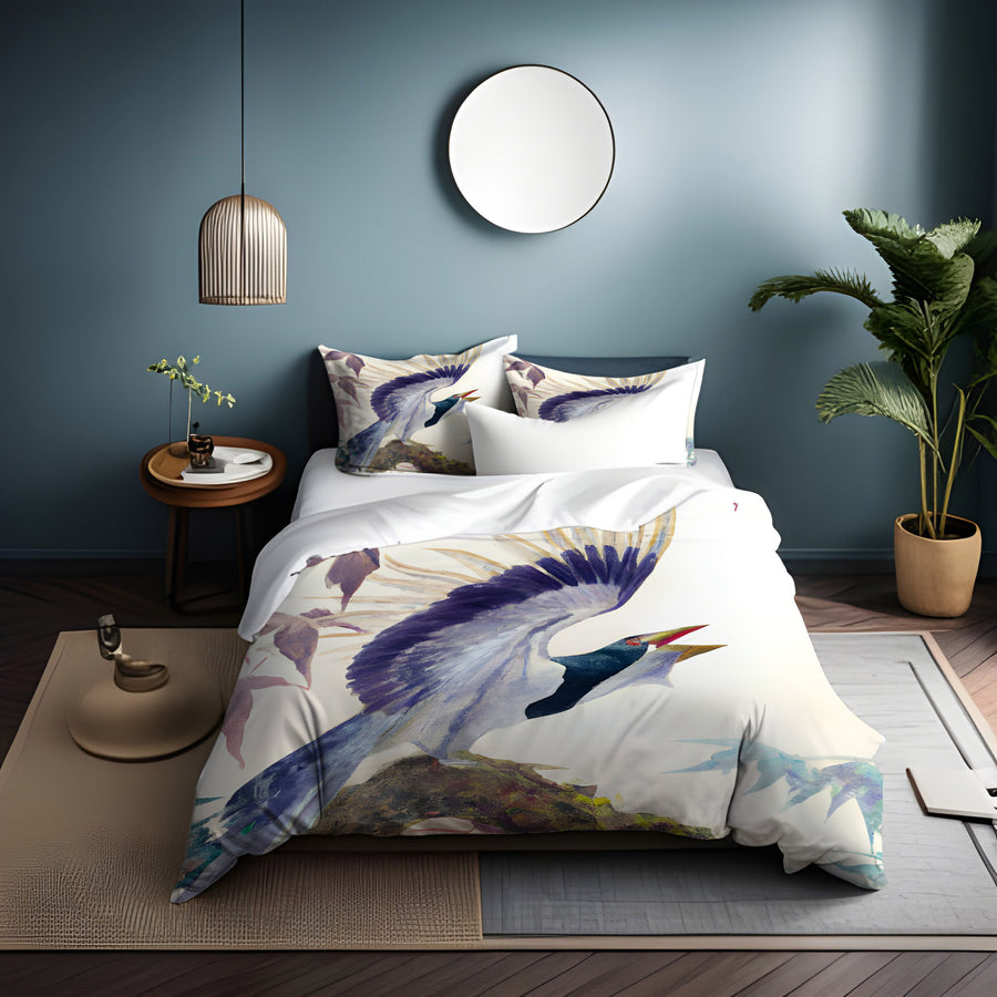 Purple Crane Bird Artwork Duvet Cover