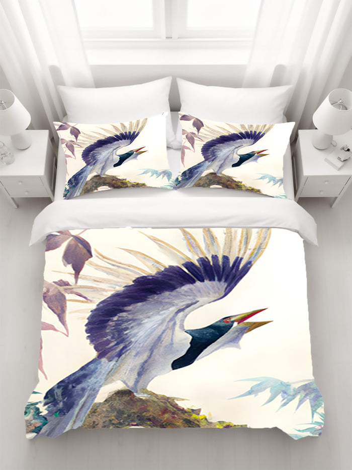 Purple Crane Bird Artwork Duvet Cover