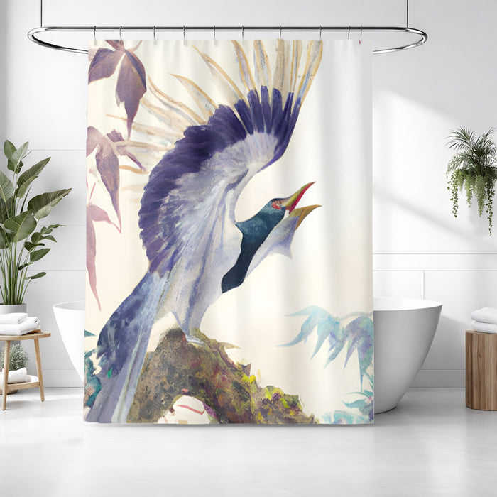 Purple Crane Bird Artwork Shower Curtain